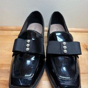 Aldo Black Loafers with Pearl Accents